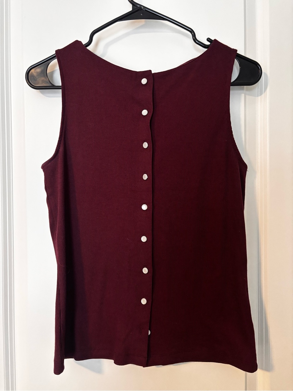 Wild Fable Sleeveless Ribbed Button-front Long Tank Top - Burgundy/maroon